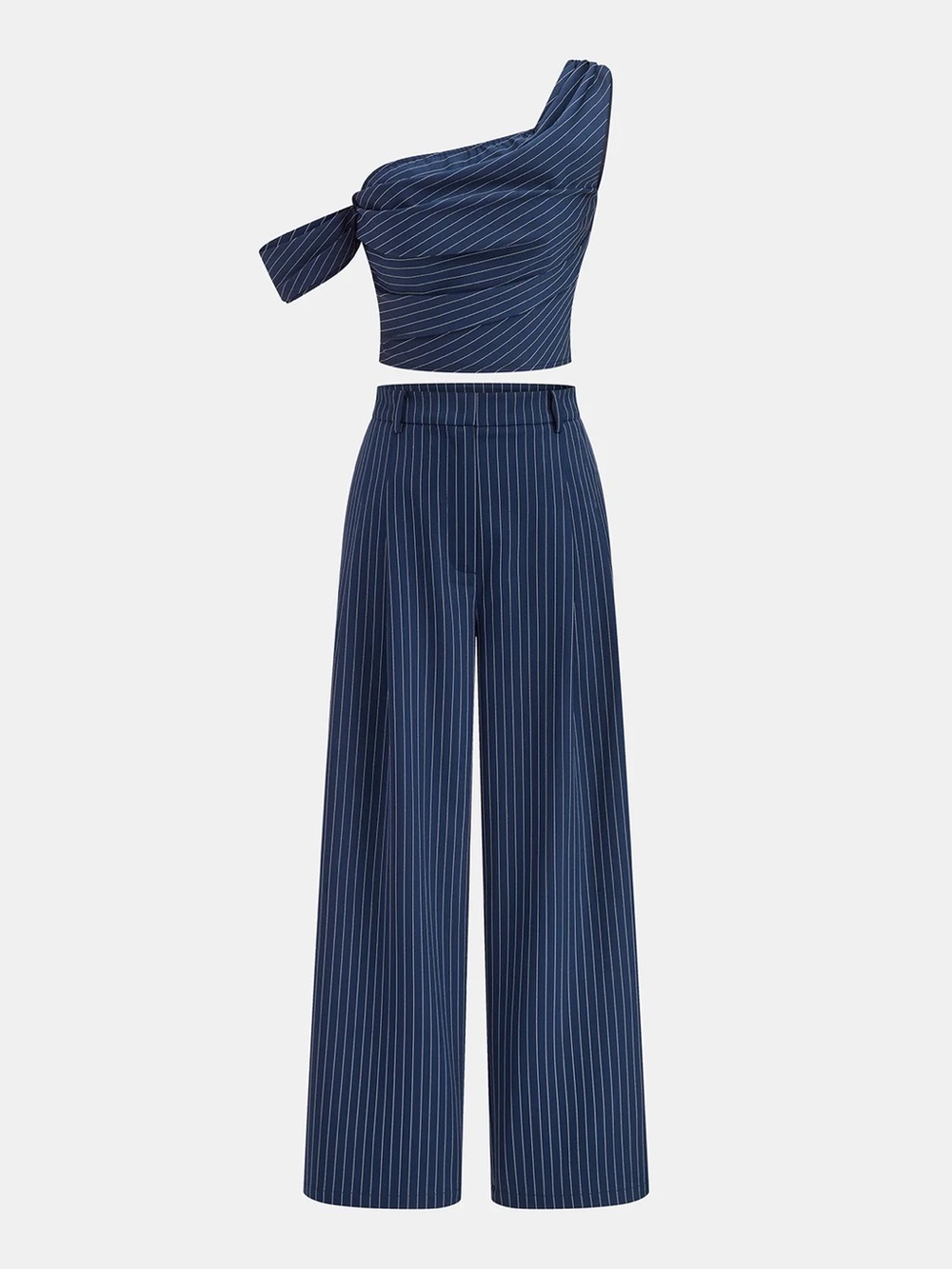222 One-Shoulder Striped Top & Pants Set